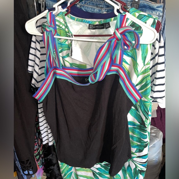 Jessica Simpson Sloane Striped Square Neck Tank Top - Picture 2 of 6